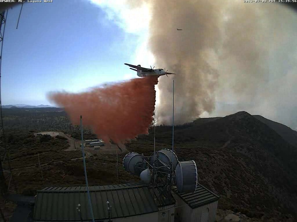 S-2T dropping near electronic site on Mt Laguna at 3:39 pm July 8, 2013.